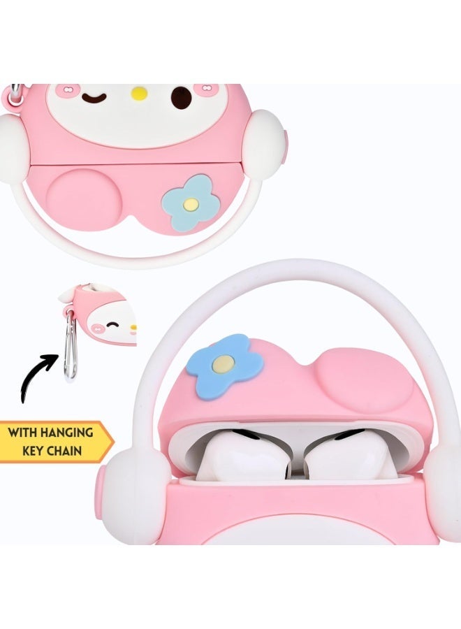 غطاء حماية متوافق مع سماعات AirPods 4 إصدار 2024 مع طقم تنظيف، غطاء سيليكون بتصميم كرتوني لطيف لسماعات AirPods من الجيل الرابع، ملحقات سماعات Apple AirPods 4 مع سلسلة مفاتيح للنساء والفتيات (لون وردي فاتح). - Image 5